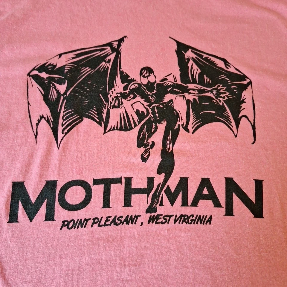 Mothman Point Pleasant WV T 恤热粉色男式中号隐密城市传奇 UFO  — 第 2/4 张图片