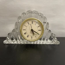 MANTEL CLOCK Heavy Crystal Glass with Quartz Clock Movement New Battery