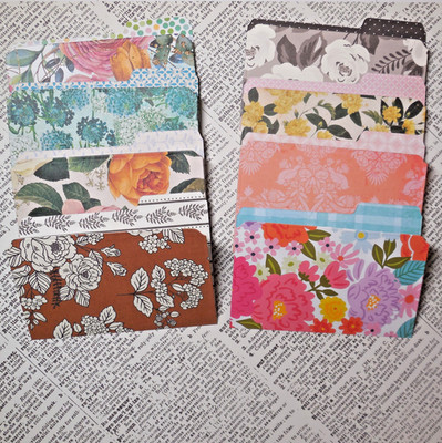 8 Mini File Folders Scrapbook Junk Journal Card Making Botanical Patterns