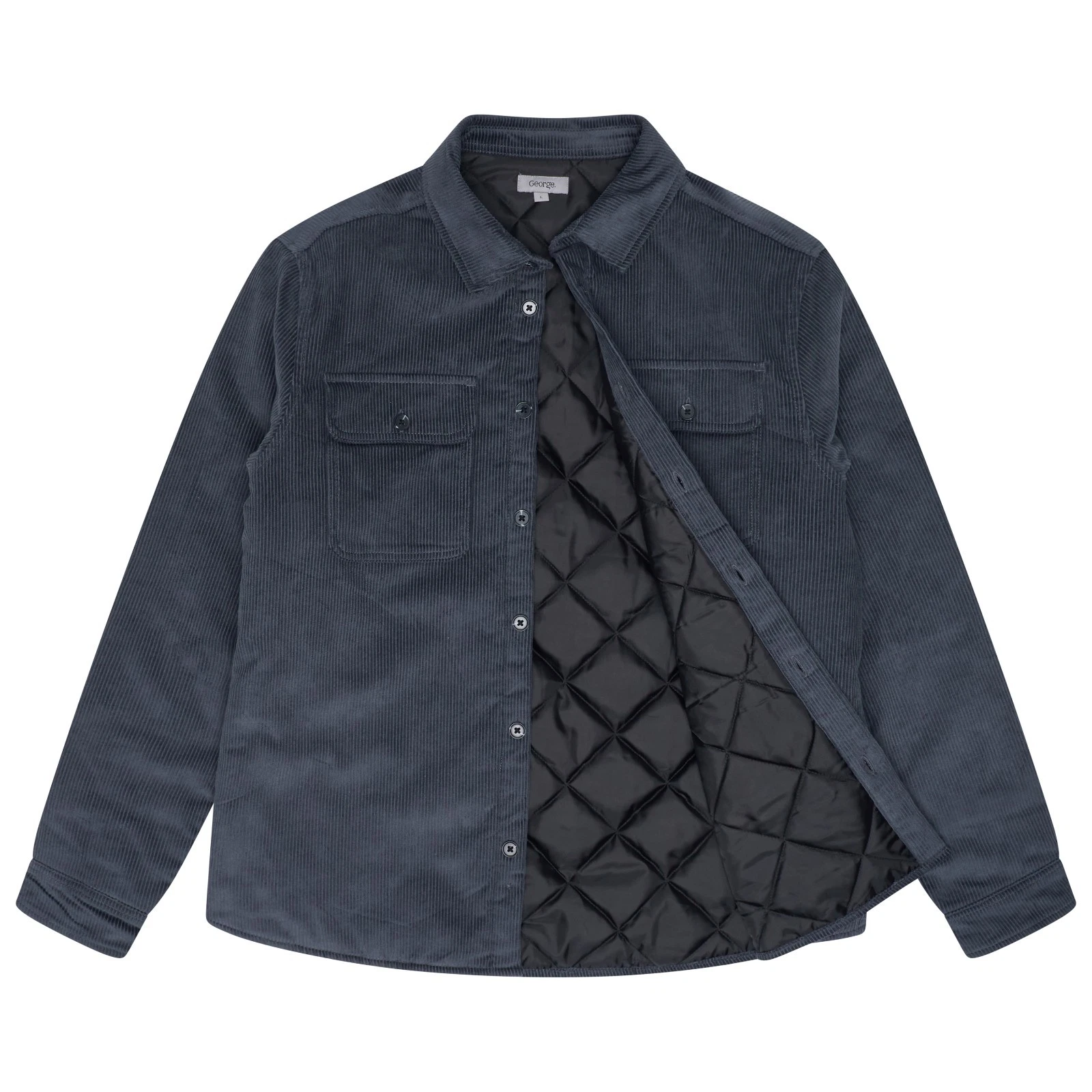 New Mens Corduroy Padded Jacket Warm Autumn Winter Button Up Lined Cord Coat