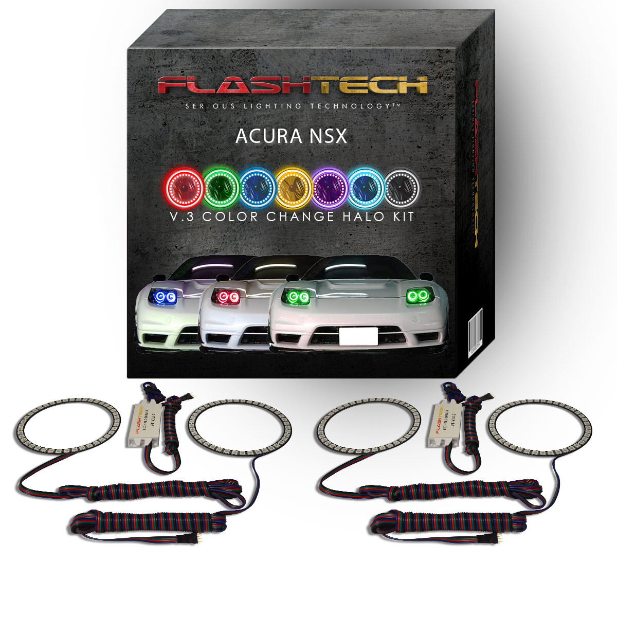 RGB Multi Color Changing LED Halo Ring kit for 2002-2005 Acura NSX Headlights