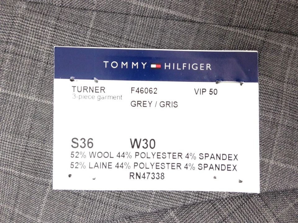 $170 Tommy Hilfiger Men Gray Slim Fit Button Wool Dress Suit Vest Waistcoat 36 S - Image 2 of 3