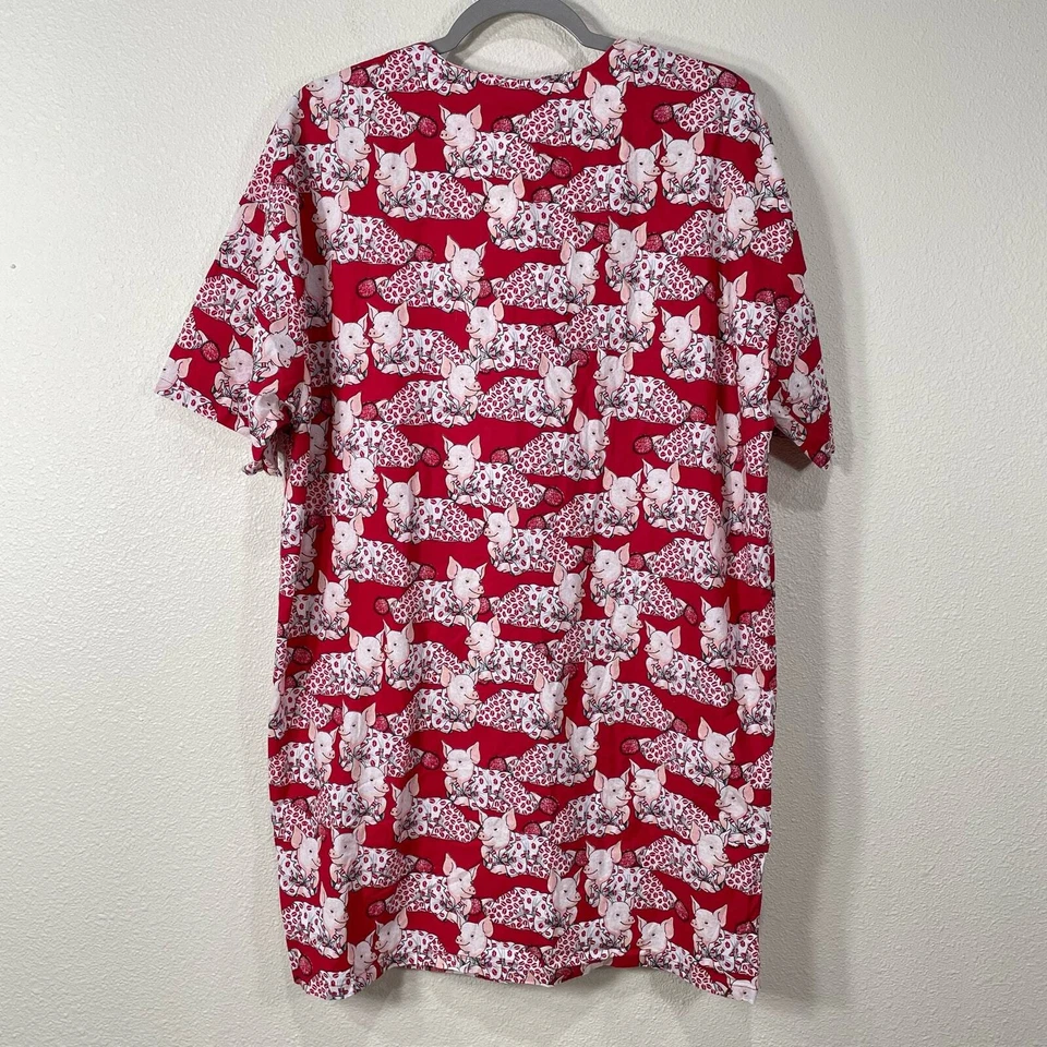 Camisa de dormir vintage Joe Boxer Girlfriend Let's Do estampado de besos de cerdo L Foto 3 de 4