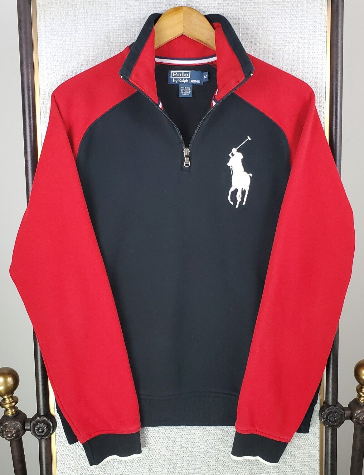 POLO VINTAGE RALPH LAUREN Big Pony 1 4 Zip Pullover Felpa Taglia Media Uomo Golf