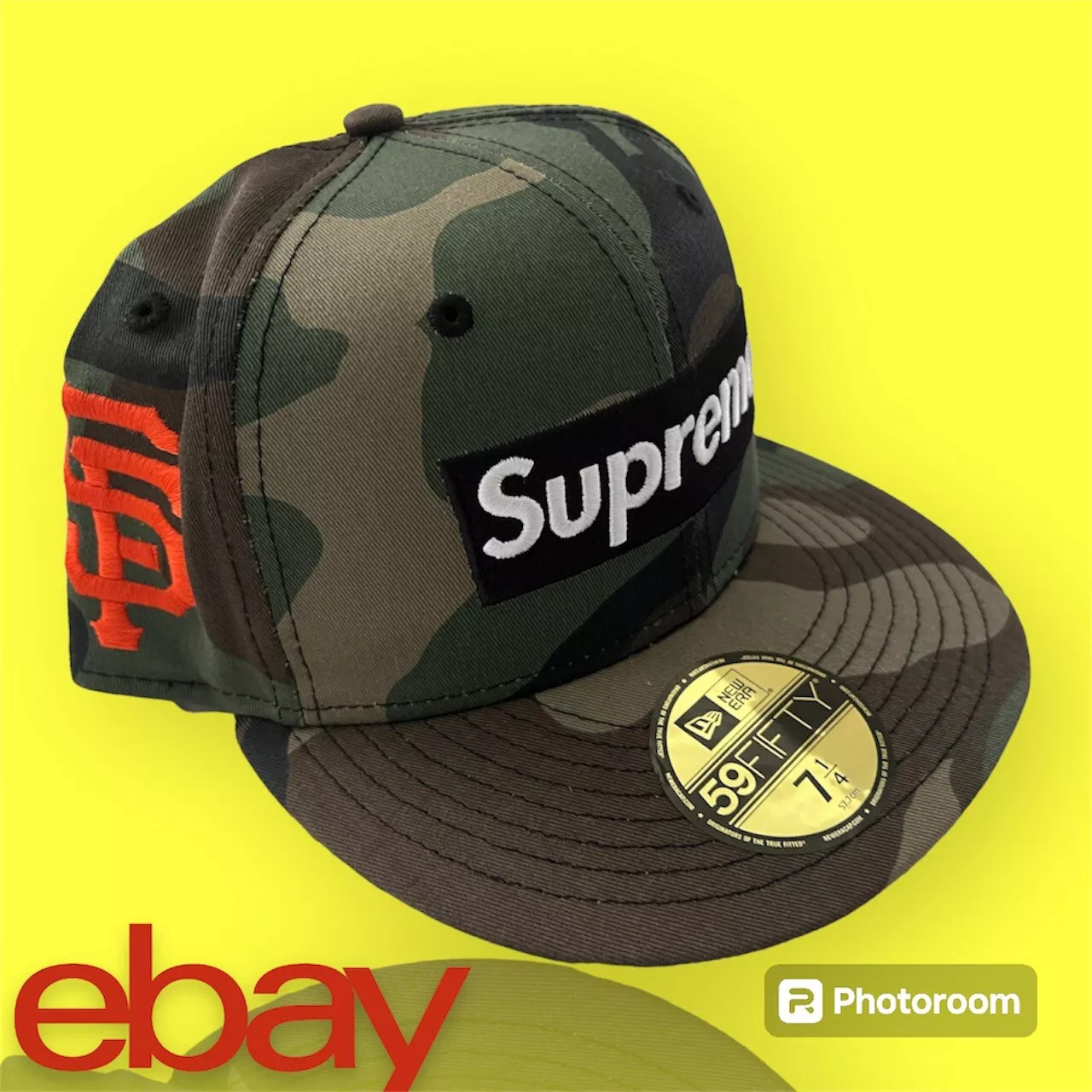 BOITE DE BASEBALL SUPREME MLB SAN FRANCISCO GIANTS LOGO NOUVELLE ÈRE CAP CAMO SS24 7 1/4