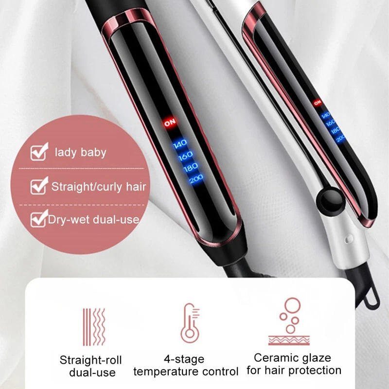 2 in 1 Hair Straighteners Ceramic Plates Straightener Curler Salon Hair Styler - Image 2 of 4