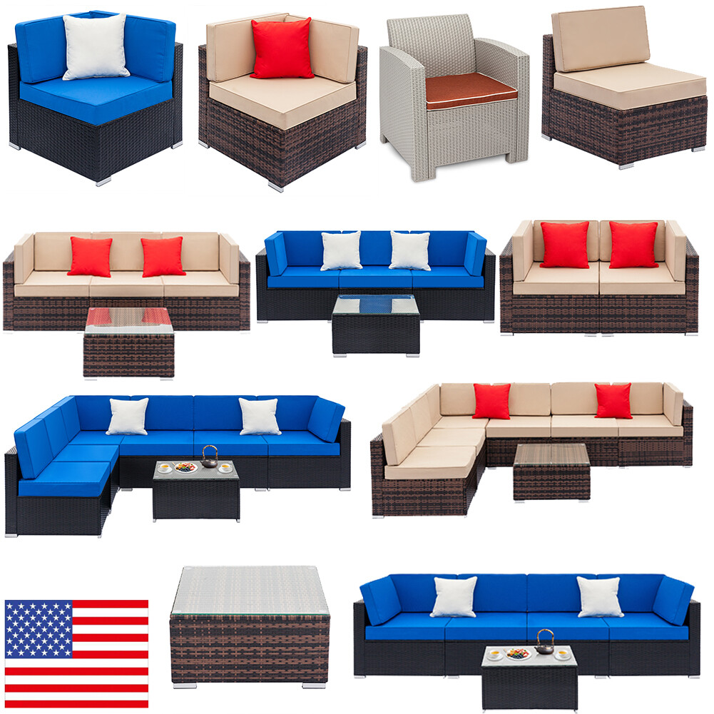 Genuine Ohana Outdoor Sectional Sofa And Dining Wicker Patio Furniture Set 14 For Sale Online Ebay