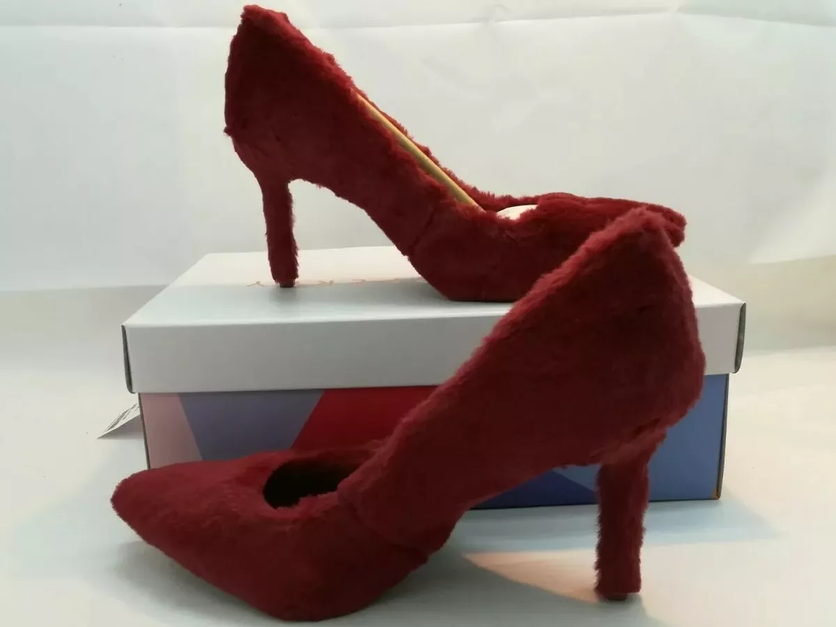 Red fur cheap shoes