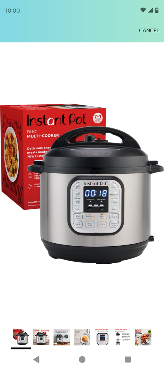 Instant Pot 112-0170-01 6Qt Duo Pressure Cooker Silver for