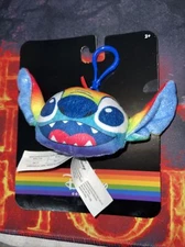 Disney Rainbow Pride Collection Stitch Keychain Bag Clip Plush Toy Lilo@