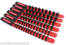 6 GOLIATH INDUSTRIAL ABS SOCKET RAIL HOLDER ORGANIZER W/HANDLE 1/4 3/8 1/2" RED