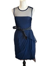 White By Vera Wang Dress Mesh Bodice Ruffles Sash Bauble Hem Party Prom Sz 4
