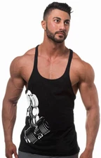 Men's Bodybuilding Stringer Tank Top Y-Back Gym Fitness Workout Training T-Shirt
