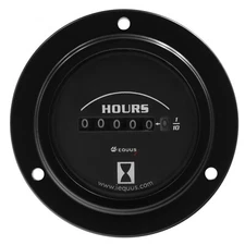 Equus E6210 Hourmeter 2" 10K Hours Electric 8V-60V Black Dial Flange 6000