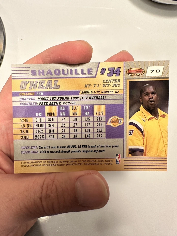 1996-97 Bowman's Best - Refractors #70 Shaquille O'Neal. RARE!! MINT Condition! - Image 3 of 4