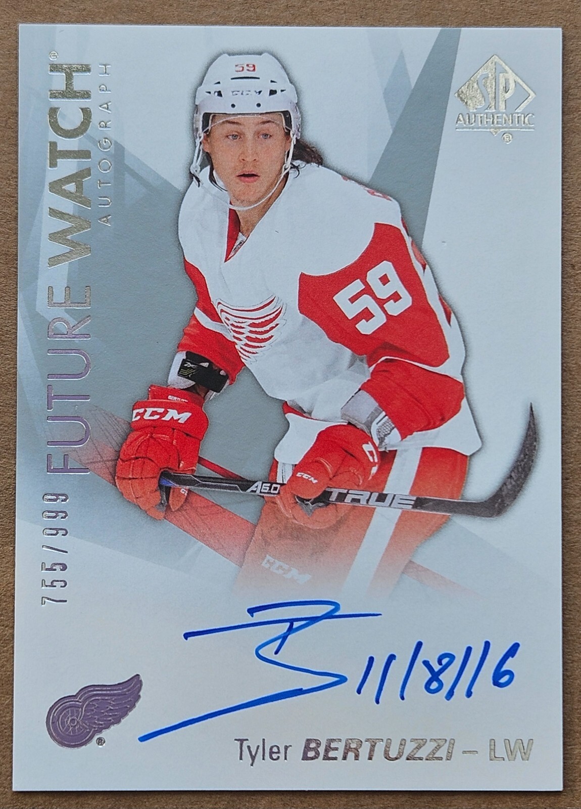 2016-2017 SP Authentic Tyler Bertuzzi Future Watch Auto 755/999 #187