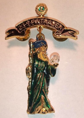 Vintage Lions Club 20 S Pin Trader Wizard Holding Orb & Staff Large 3D Pin RARE