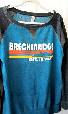 Breckenridge Sweatshirt Raglan Sleeve Vintage Mountain Logo Colorado Ski Large