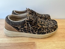 Hey Dude Polly Leo Nut Leopard Print Casual Slip-On Walking Shoes Women's Size 6