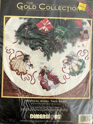 Dimensions 1995 Gold Collection Christmas Tree Skirt Mystical Angel Cross Stitch