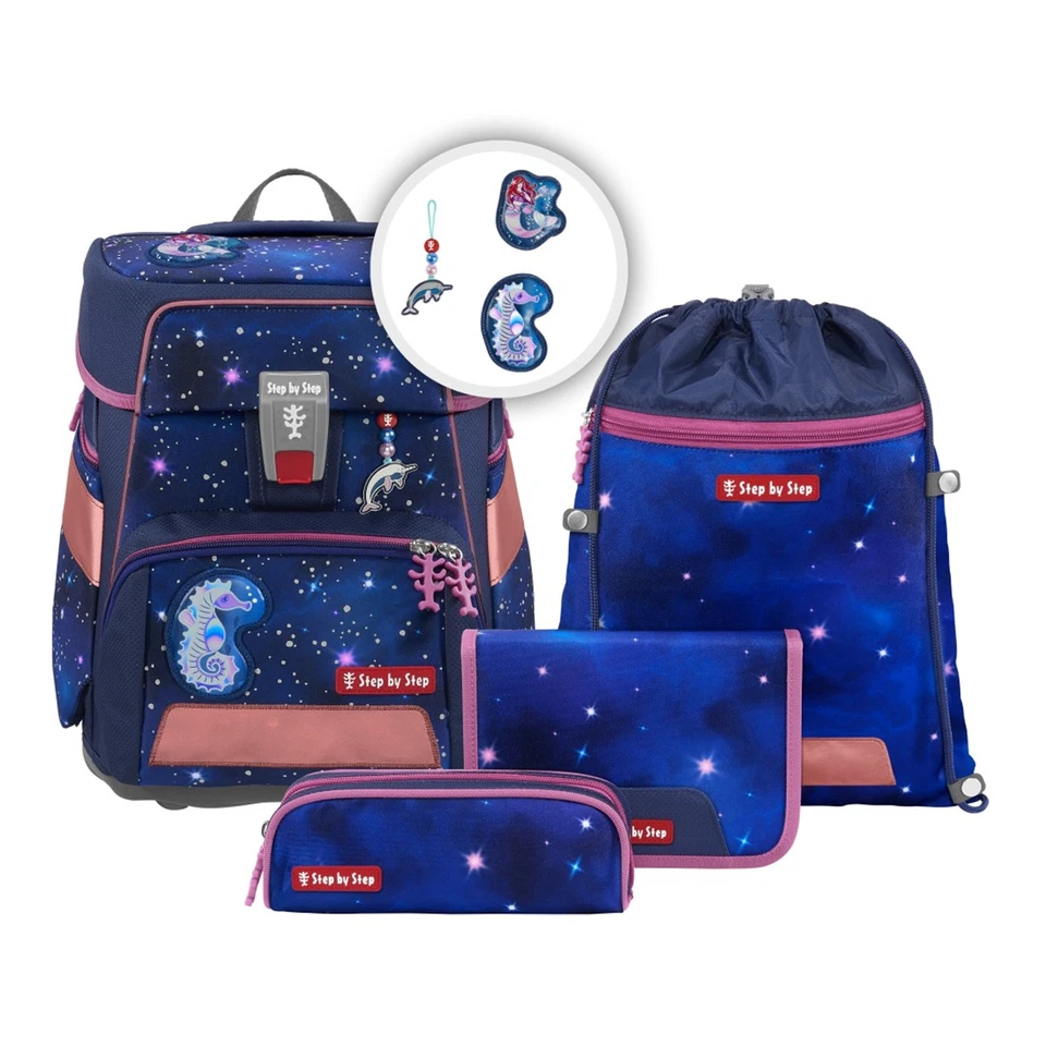 Step by Step SPACE REFLECT Schulranzen-Set Schultasche Star Seahorse Zoe 5-tlg