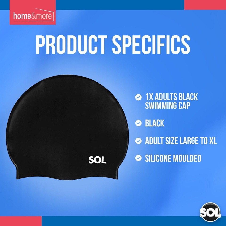 Bonnet De Bain Adulte En Silicone - Noir - Étanche - Pour Femmes Et Hommes - Piscine, Natation