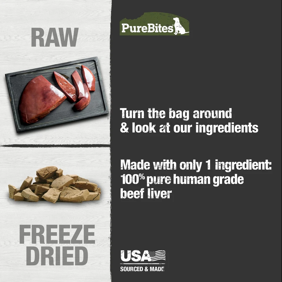 PureBites Freeze Dried Beef Liver Dog Treats 100 Natural High Protein 1.04lb - Image 4 of 4