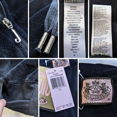Vintage Y2K JUICY COUTURE 3-pc Black & Gold McBling Velour