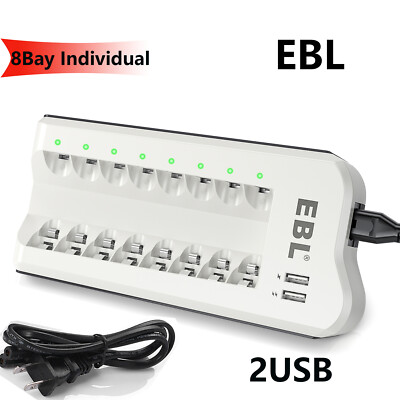 EBL  AA AAA Individual  Charger For Rechargeable Batteries NI-MH NI-CD  Dual USB