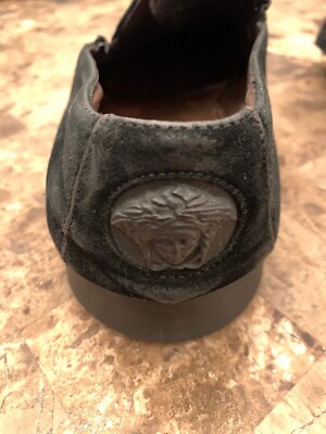 VERSACE Vintage Suede Black Loafers US Men display picture 3