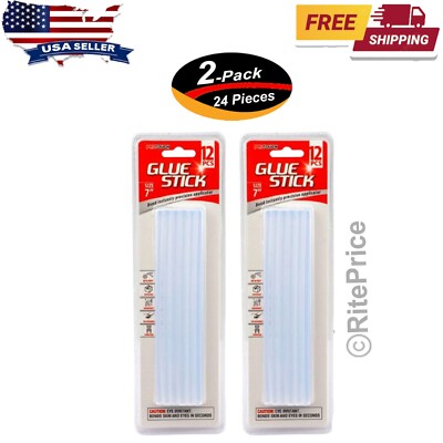 GLUE STICK 7'' Instantly Precision Applicator For Glue Gun Craft 24 Pcs (2 Pack)