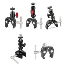 CAMVATE Super Crab Clamp w/1/4" Ball Head & Mic Mount fr Camera Monitor/Light