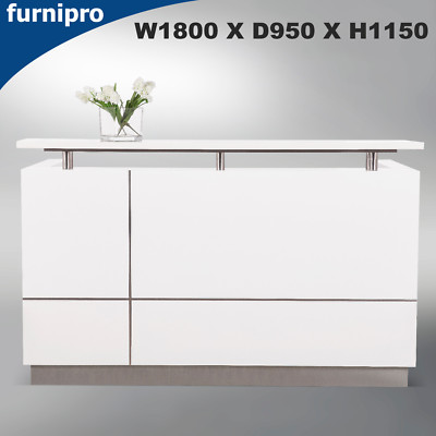 Modern Design Office Reception Desk Counter High Gloss White W1800