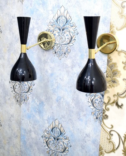 Modern Black Brass Sconce Lamp - Bold and Elegant Design, For Office/ Home Decor - Picture 11 of 17