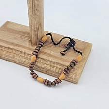 Multi-Tone Brown Wooden Beaded Bracelet on Black Cord