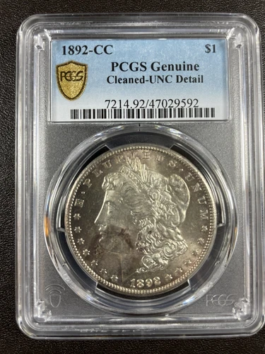 1892 CC Carson City Mint Morgan Silver Dollar PCGS UNC Details Cleaned, Key Date