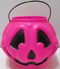 Halloween General Foam Plastic Trick Treat Candy Bucket Pail Pink JOL # 6