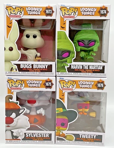 Looney Tunes Halloween 4 Piece Funko Pop Set 2024 Bugs, Marvin, Sylvester,Tweety