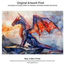 Fantasy Drache | Druck auf mattem Papier | Drache Wandbild