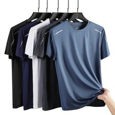 Mens Quick Dry Running T Shirt Breathable Sports Gym Hiking Tee Top
