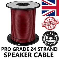 Red Black Speaker Cable PRO GRADE 24 Strand TWIN Audio HiFi Loud Speaker Wire