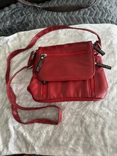 Luca Angelo Red Leather Crossbody Purse Vintage 1990 s Italian Leather 9 x8 x4