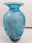 Avon Fenton English Azure Crystal Vase Cincinnati Art Museum Blue Satin Glass