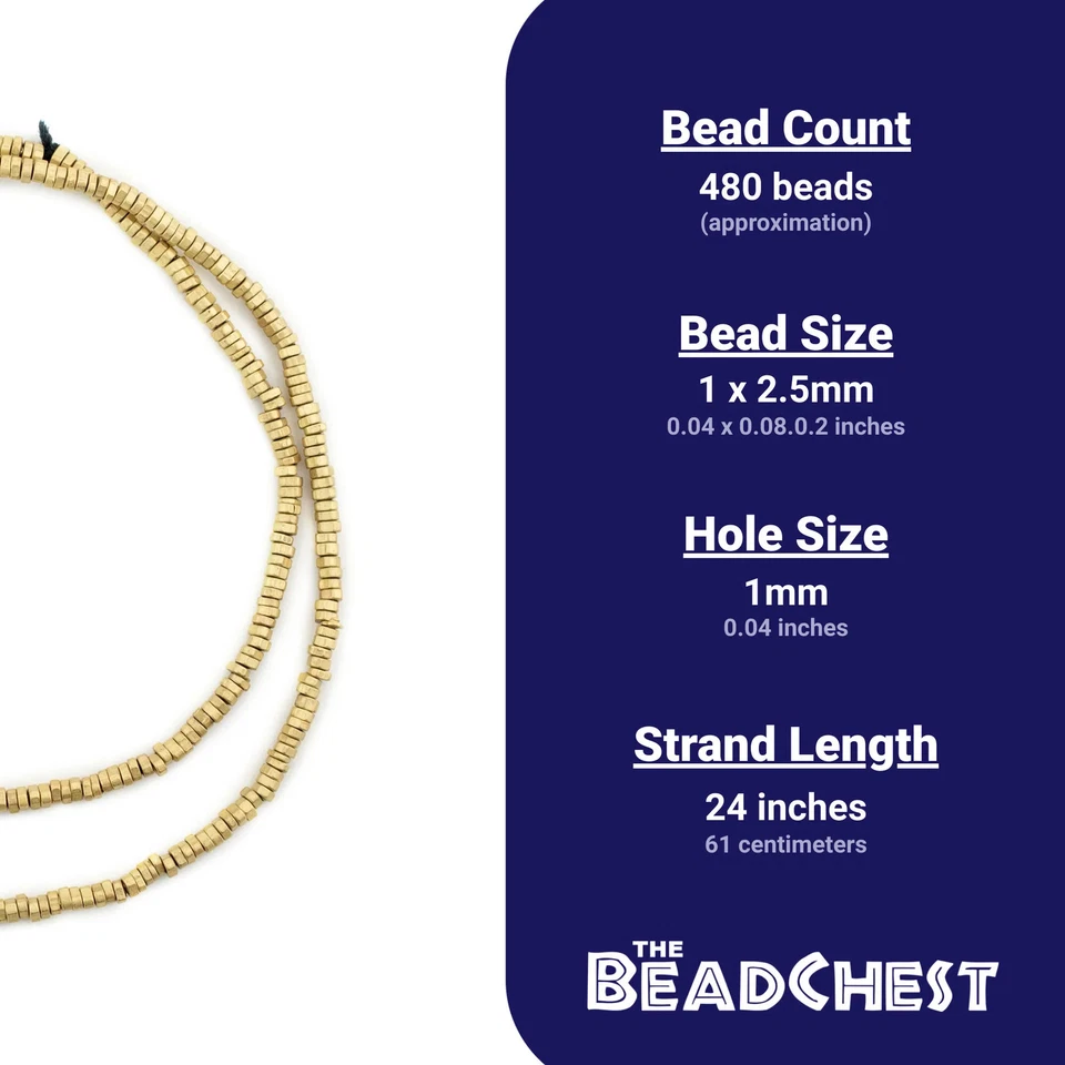 Faceted Brass Triangle Heishi Beads 2.5mm 24 Inch Strand - Image 4 of 4