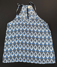 Paper Crane Sleeveless Shirt / Tank in Blue Geometric Pattern Women's M