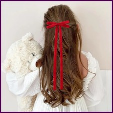 Vintage Big Large Velvet Bow Hairpins Barrettes For Women Girls Wedding Long