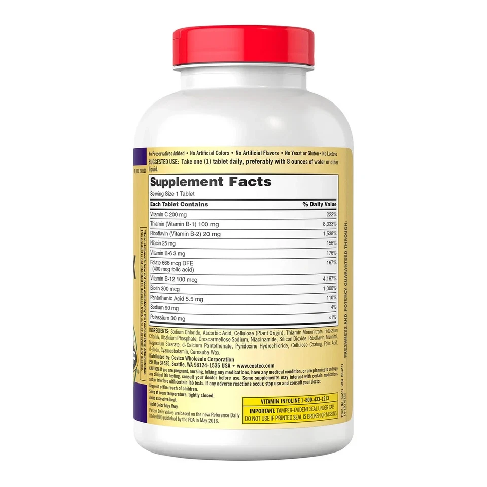 Kirkland Signature Super B-Complex 500 Tableta Electrolitos con Estuche para Pastillas. Foto 3 de 4