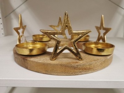 Advent Wreath * Christmas * Mango Wood * Star 
