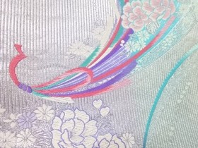 7867417: JAPANESE KIMONO / BOUQUET PATTERN WOVEN FUKURO OBI