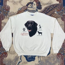 Vintage Labrador Retriever Sweatshirt 90s Beige Dog Animal Graphic Size Medium